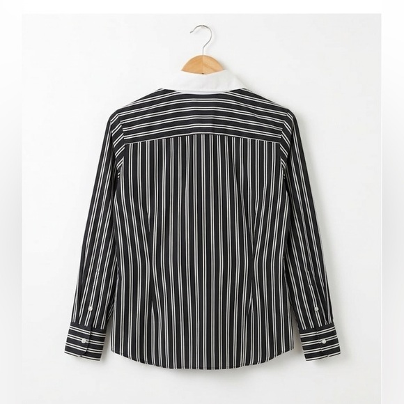 Ralph Lauren Vintage Navy Blue and White Striped Button Down Blouse - Picture 2 of 5